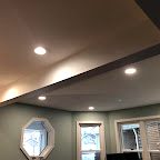 Vaulted ceiling with skylights and recessed lighting