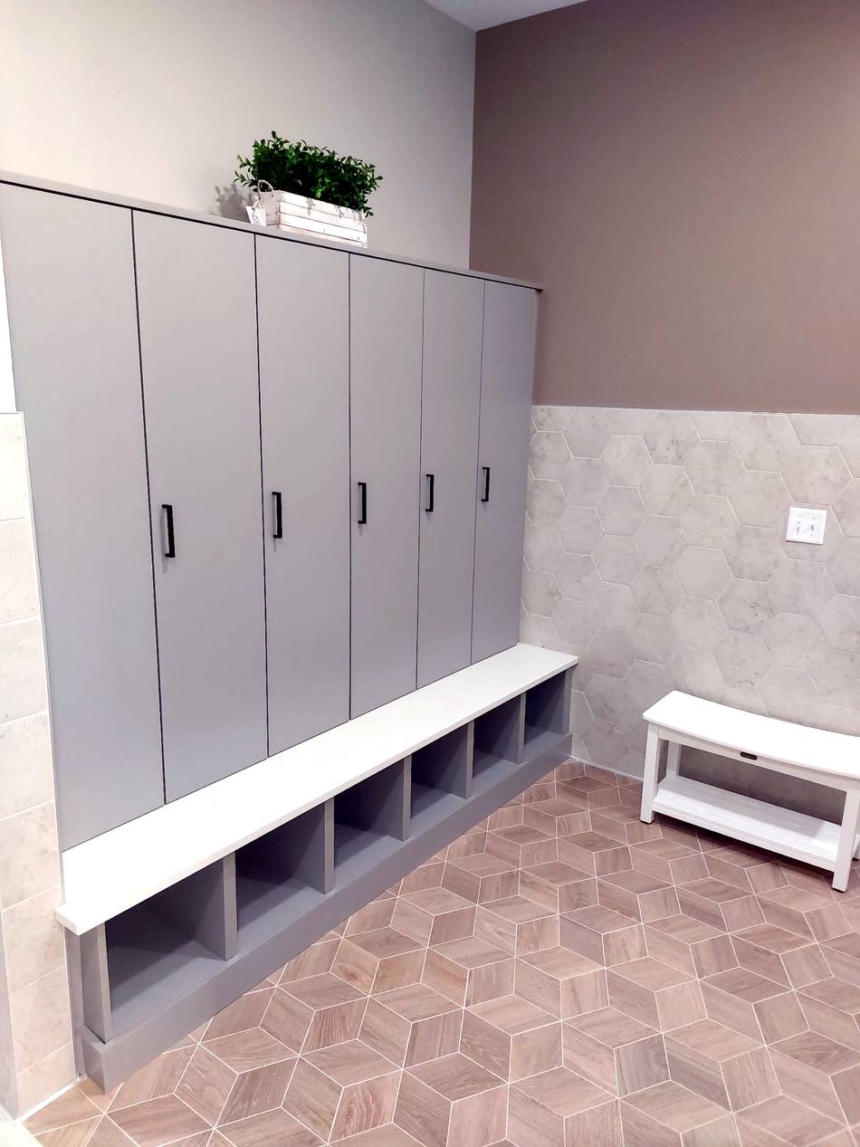 Custom built-in lockers and bench